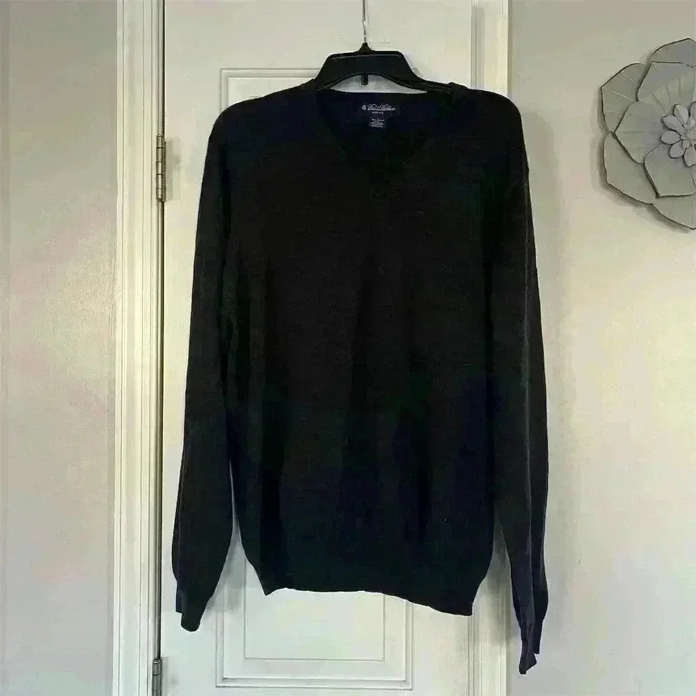 Brooks Brothers Men's V-Neck Pullover Sweater Gray Size L
